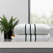 Amor Classic Bath Towel 2 PCS Dobby Stripe Super Soft Premium Cotton