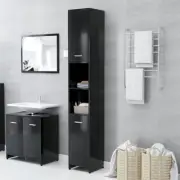 NNEVL Bathroom Cabinet Black 30x30x183.5 cm Chipboard