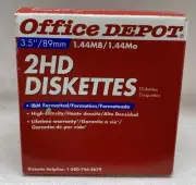 25 Office Depot 2HD IBM Formatted Floppy Disks Diskettes 1.44 MB SEALED Box Of25