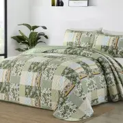Quilt Set Size，Patchwork Plaid Printed Bedspread Coverlet Set，3 King Green
