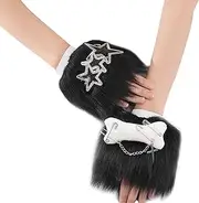 YIBAISI Y2K Arm Cuffs for Women Fashion Plush Arm Cuff Sleeves Decorative Wrist Sleeve for Teens Girl Role Play Cuff Warmers