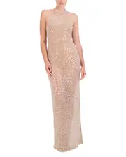 Bcbgmaxazria Sequin Mock Neck Long Dress