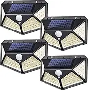 Solar Light Outdoor Motion Sensor, Wired Security Solar Powered Flood Lights for Indoor, Outside, Yard, Garden(4-Pack), 400LED Motion Sensor Deck Solar Lights Adjustable Panels