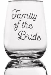 Stemless Wine Glasses with Decal “Family of the Bride” & “Family of the Groom”