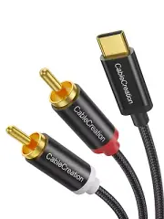 Cablecreation USB C to 2 RCA Audio Cable, 6.6 Ft Type-C to RCA Male to Male Y...