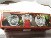 Gorham Lead Crystal NORTH POLE EXPRESS 3 Votive Tea Lights Santa Angel Tree NEW