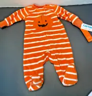 Just One You Carter’s Halloween Pumpkin Fleece Sleeper NEWBORN~NNWT