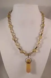 Handcrafted Natural Sterling Faceted Golden Fluorite Necklace & Pendant by HLS
