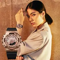 在飛比找誠品線上優惠-CASIO 卡西歐 G-SHOCK 金屬色雙顯電子錶-玫瑰金