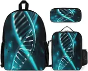 [WYUSPGK] Cute Backpacks Lunch Bag Combo Set, Science Gene Strand Print Small Backpack Lunch Bag Combo, 3-in-1 Backpack Combo Set, Science Gene Strand, One Size