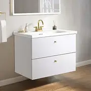 Simplus 600MM Bathroom Vanity Unit with Sink, Wall-Mounted Storage Cabinet with 15mm MDF Board Smooth Edges, Space-Saving Organizer Furniture for Home Bathroom Washroom