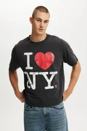 [Cotton On Men] Cotton On Men - I Love NY Crop Fit T-Shirt - Lcn ny black / i S LCN NY BLACK / I <3 NY - DISTRESSED