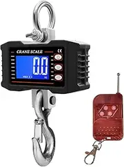 [Generic] Digital Hanging Scale with Remote Control 1000kg/ 2204lbs Portable Heavy Duty Crane Scale LCD Backlight Industrial Hook Scales Unit Change/Data Hold/Tare/Zero for Construction Site Travel Market