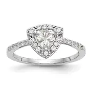 1.00ct. CZ Solid Real 14K White Gold Trillion Halo Engagement Ring