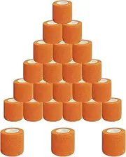 24 Pack Self Adherent Bandage Cohesive Bandages, Elastic Self Adhesive Tape, First Aid Tape 4.5M, Breathable Wrap Rolls for Stretch Athletic, Sports, Wrist, Ankle (Orange, 7.5cm*4.5m)