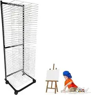 Art Drying Rack Paint Drying Rack 40 Shelves Metal Art Work Storage Display Rack Art Drying Rack with Wheels,Mobile Art Drying Rack for Classroom or Home Use