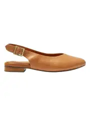[Wide Steps] Delta Flat Shoes in Tan Leather