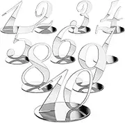 10 Pieces Table Numbers Table Number Cards Table Numbers Holder Table Number for Wedding 1-10 Numbers for Tables Mirror Acrylic Wedding Standing Table Numbers with Base for Party Reception (Silver)