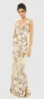 Mac Duggal Floral Embellished Sequined Gown 5476 Size 2 Color Nude Sleeveless