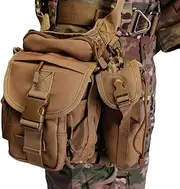 ANTARCTICA Waterproof Military Tactical Drop Leg Pouch Bag Type B Cross Over Leg Rig Outdoor Bike Cycling Hiking Thigh Bag, Brown