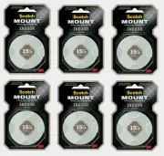 6 ~ Scotch 1/2" W x 75" L Mounting Tape WHITE Double-sided Foam Tape 110H NEW!!