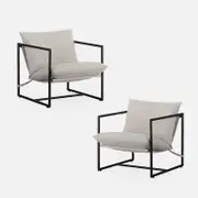 ZINUS Aidan Sling Accent Chair Set of 2 / Metal Frame Armchair with Foam Cushion - Oatmeal Beige