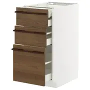 METOD / MAXIMERA base cb 3 frnts/2 low/1 md/1 hi drw, white/Stensta dark brown ash veneer, 40x60x80 cm