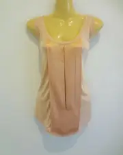 Gorgeous LUXE apricot silk-panel soft stretchy relax-fit top by WITCHERY s14 NWT
