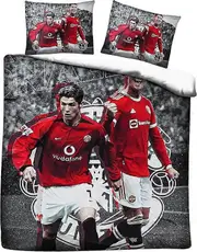 o1720 Soccer bedding Football cover-Ultra Soft Football bedding set soccer cover set with 2 pillowcases closure breathable microfiber bedding (B, twin