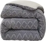 JUDEWY Winter Plush Thick Comforter, Twin Size, Large Filling Power Medium Warmth Bed Comforter Set, Queen King Size, Plush Comforter