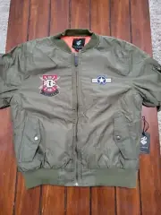 Rocawear 1999 Airman Task Force Green Bomber Jacket Mens Size S
