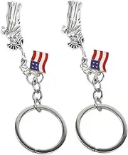 [COMPUKAS] 2PCS Statue of Keychain American Flag Charms Keyring for Women Lightweight Portable Keychains Unique Souvenir Bag Pendant Celebrate Usa Pride