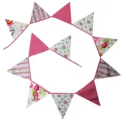 STELLA VINTAGE COTTON BUNTING PARTY DECOR FLAGS PENNANT -12 Flags *FREE DELIVERY