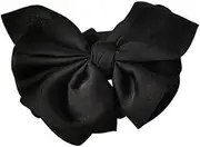 AIMALL Large Double-Sided Bow-Knot Hair Claw Clip for Women, Stylish Big Shark Clip in Black, Fashionable Plastic and Cloth Hair Accessory