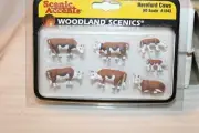 HO Scale Woodland Scenics, Hereford Cows Figurine Set #A1843 BNOS