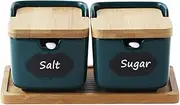 VolksRose 2Pcs/Set Nordic Style Ceramic Spice Jars, Seasoning Jar Combination Set, With Wooden Lid&Base, 2Ceramic Spoons&Diy Labels, Kitchen 300ml Ceramic Spice Jar, Kitchen Tools