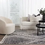 Brand Ventures Mansour Harlequin Black & White Geometric Rug