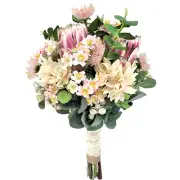BRIDAL BOUQUET Australian Native Flowers Artificial Protea Gum Nuts Eucalyptus