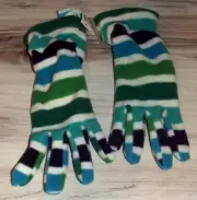 NWT Old Navy Womens S M Polar Fleece Gloves Blue Green Stripes