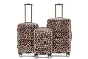 3pc Tosca 4-Wheeled Suitcase Luggage Travel Bag Set S M L - Leopard Print