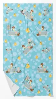 Brittany Spaniel in Bathtub Bath Towel Large Oversized Plush Fitness Body