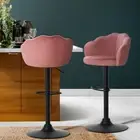Soft Padded Bar Stools Swivel Kitchen Chairs Adjustable Height Steel Base 2 PCS