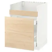 METOD / MAXIMERA base cb f HAVSEN snk/3 frnts/2 drws, white/Askersund light ash effect, 60x60x80 cm