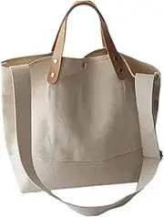 [VALICLUD] Crossbody Bag for Women Canvas Tote Bag Simple and Chic Shoulder Bag Large Capacity Beige for Occasions