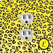 Rikki Knight 2668 Outlet Letter "E" Yellow Leopard Print Monogrammed Design Outlet Plate