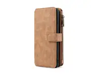 C06 Brown Flip Smartphone Protective Leather Case Detachable Magnetic Card Wallet Phone Holder Cover for IPhone 12ProMax