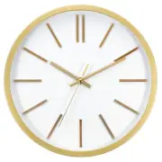 12 Inch Battery Operated Non-Ticking Round Wall Clocks, Gold Tone/White