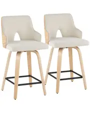 LumiSource Set of 2 Stella 24in Fixed-Height Counter Stools