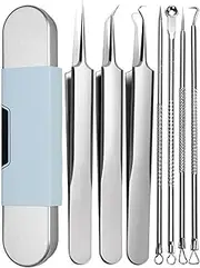Naivetu Stainless Steel Blackhead Remover, 7 PCS Multifunctional Acne Needle Set Tweezers Extractor Tools Kit With Storage Case (1 Set)