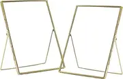 Nicola Spring Metal Photo Frames - Fits Photo Size 8 x 10" (20 x 25cm) - Pack of 2 - Gold Picture Frame Portrait Orientation Freestanding Photo Frame Photo Certificate Display Poster Frame
